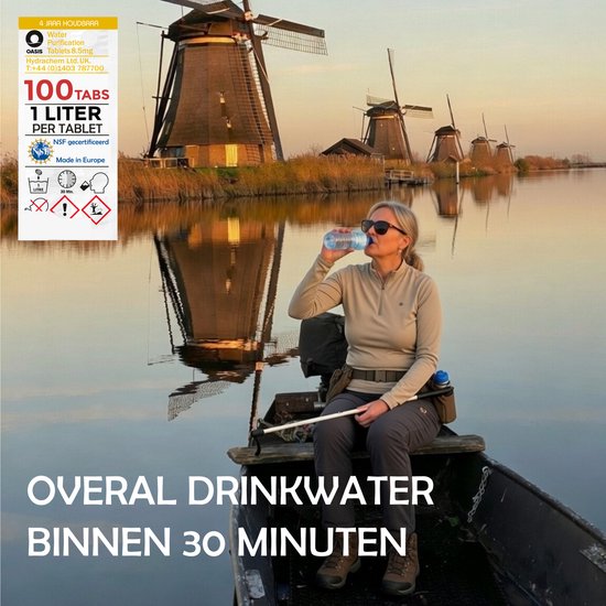 Oasis Travel Waterbehandeling voor bereiding van drinkwater (110 tabletten - 1 liter per tablet) Waterdesinfectie en drinkwaterbehandeling - voor wandelen en kamperen, noodpakket, reisapotheek, overlevingspakket, preppers. van Merkloos — afbeelding 4
