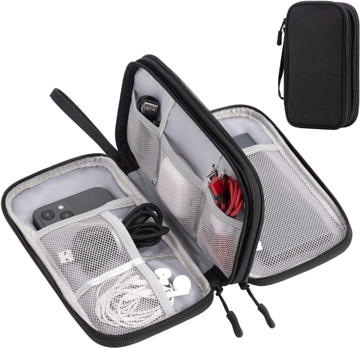 REN® Kabel Organiser Tas - Organizer Tas - Zwart- 22cm x 6cm x 13cm