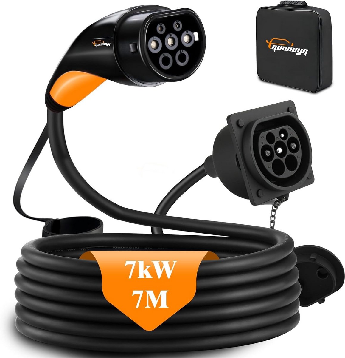 Verlengkabel Elektrisch Voertuig Type 2 - 7 meter, 32A, 7kW Oplaadkabel