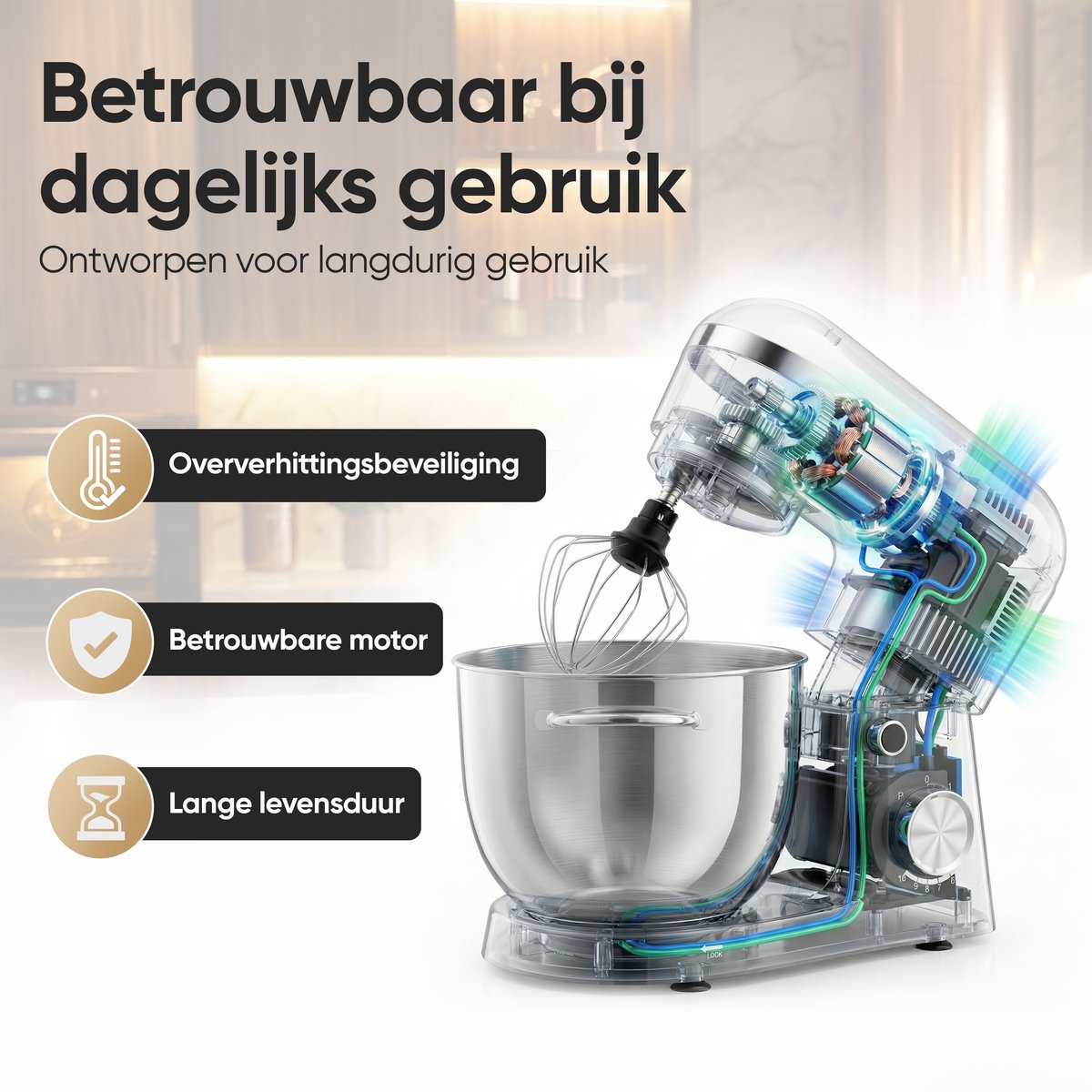 Gatson 1500W Keukenmachine 5L – 10 snelheden thumbnail 6