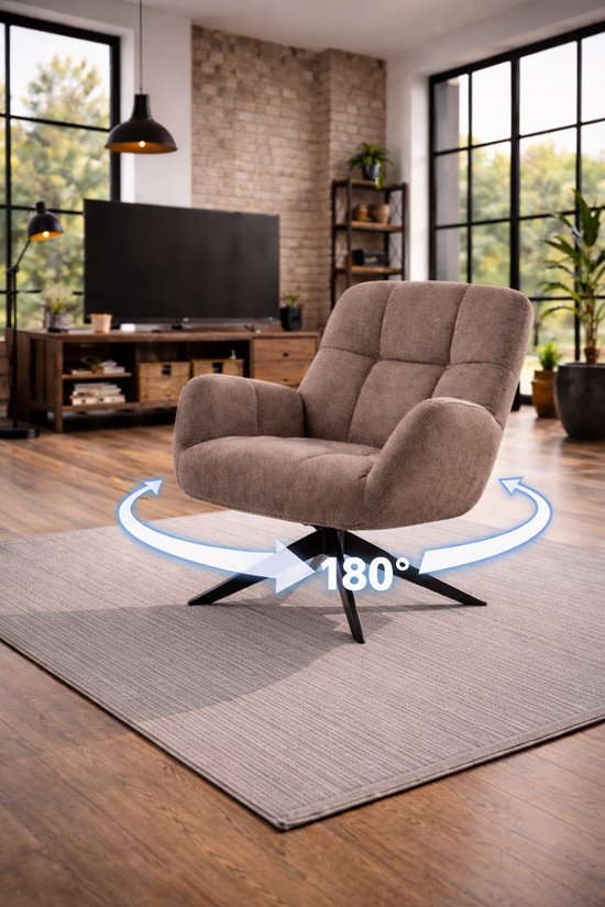 relaxfauteuil-draaibaar-180-taupe-zwarte-metalen-voet-moderne
