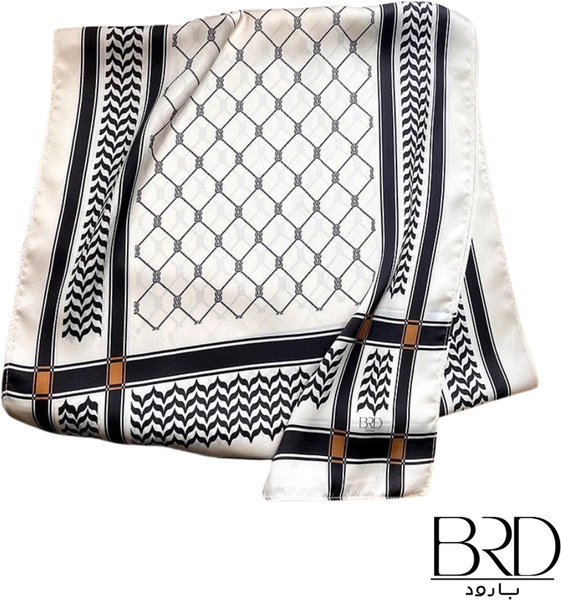 BRD® For Palestine | Smalle Satijnen Keffiyeh Sjaal Wit