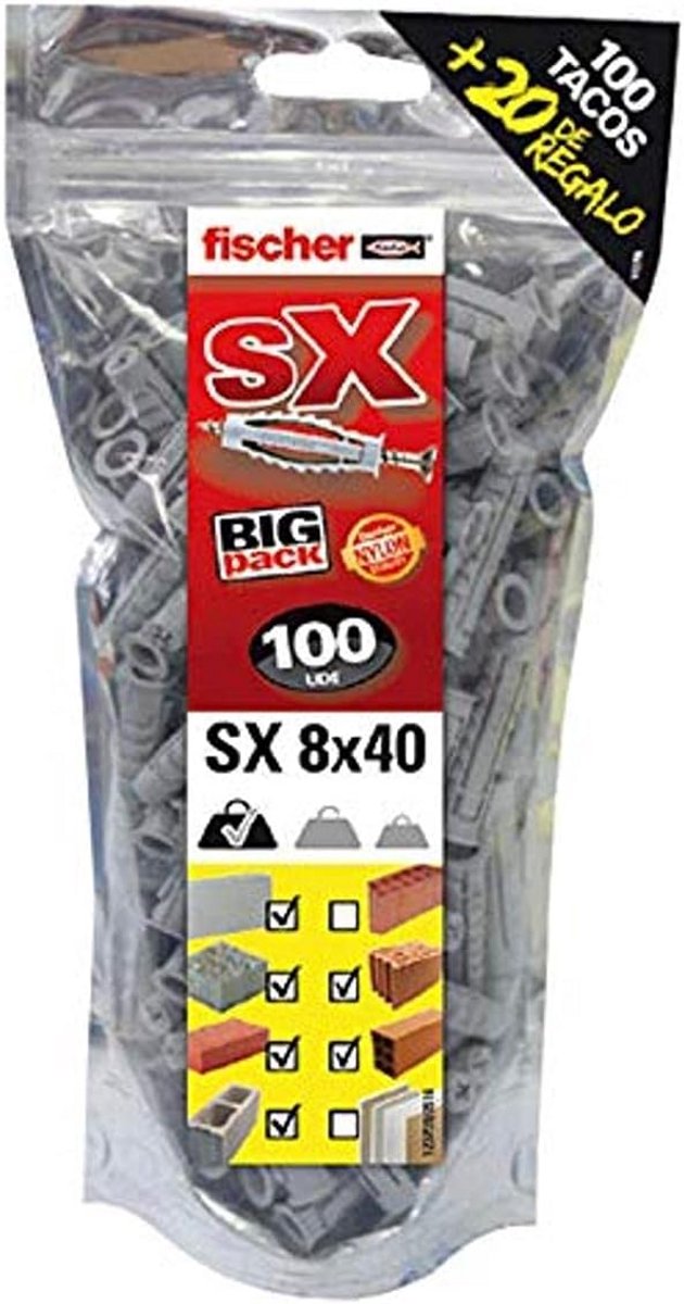 100 Stuks Nylon Universele Pluggen 8x40mm voor Beton en Holle Wanden | Inclusief 20 Extra Pluggen