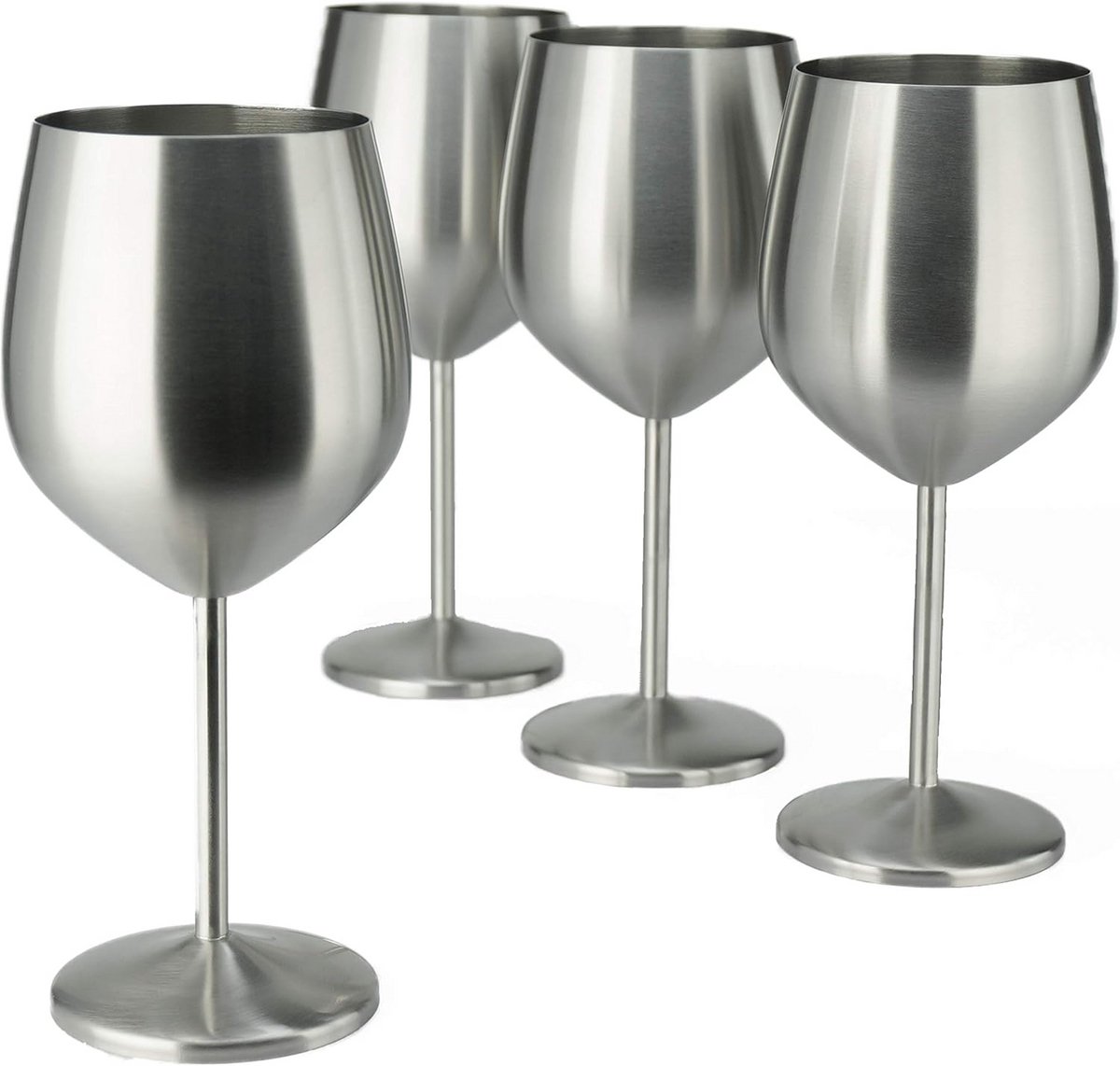 Set van 4 RVS Wijnglazen - 20oz, Borstel Afgewerkt
