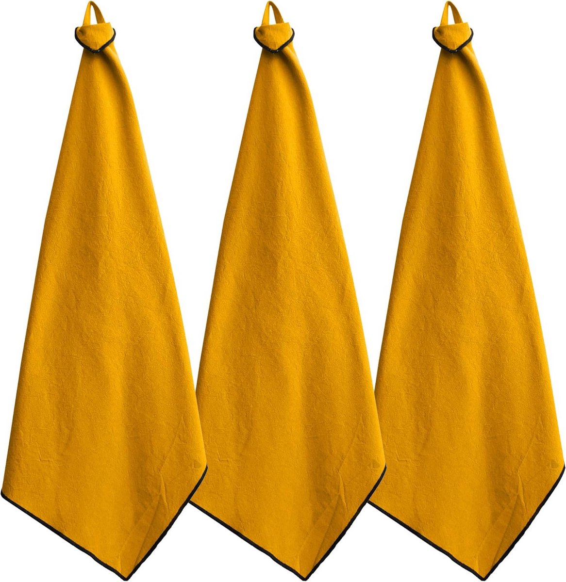 Set van 3 Keukendoeken Katoen 50x70 cm - Absorberend en Stijlvol Geel Curry