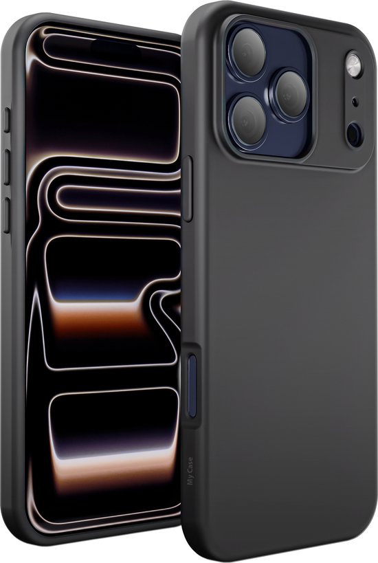 Coque My Case compatible avec iPhone 17 Pro Max, coque noire en Siliconen - Zwart