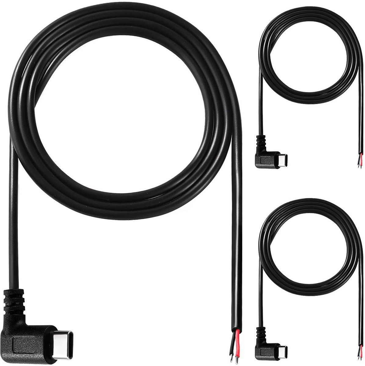 3 stuks USB Type C Pigtail Stroomkabel 100 cm Open Uiteinde 5V 3A
