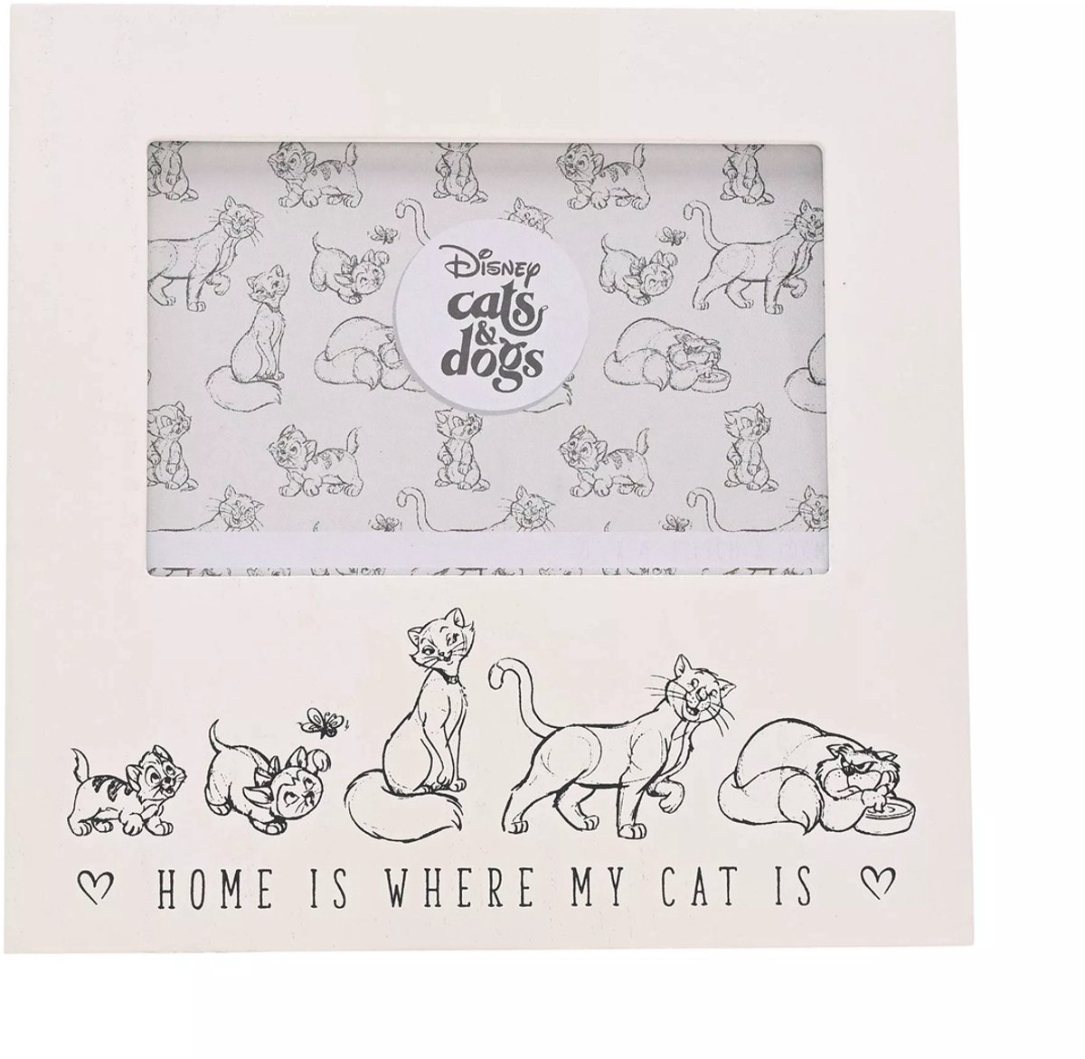 Disney Cats and Dogs Fotolijst 'Home is where my cat is' ZWART WIT