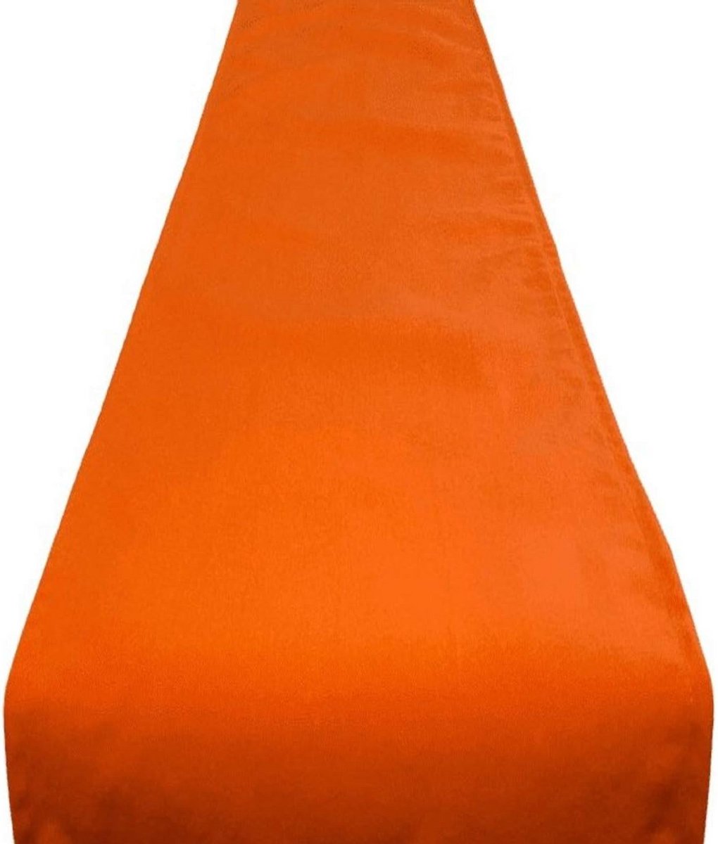Lange Oranje Tafelloper van Zacht Katoen - 228 cm