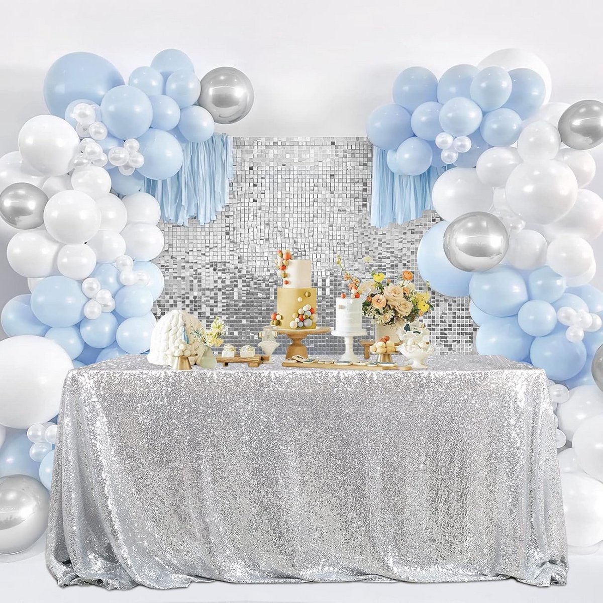 Rechthoekig Tafelkleed 200 x 390 cm XL met Pailletten voor Feest en Bruiloft