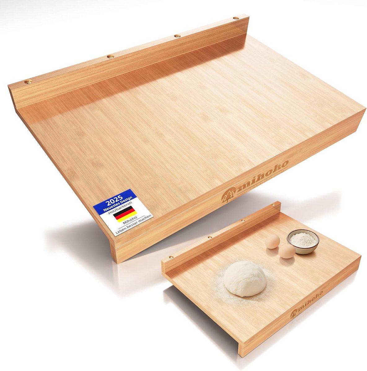 Grote Houten Deegplank met Rand voor Brood en Pasta - 61x40 cm