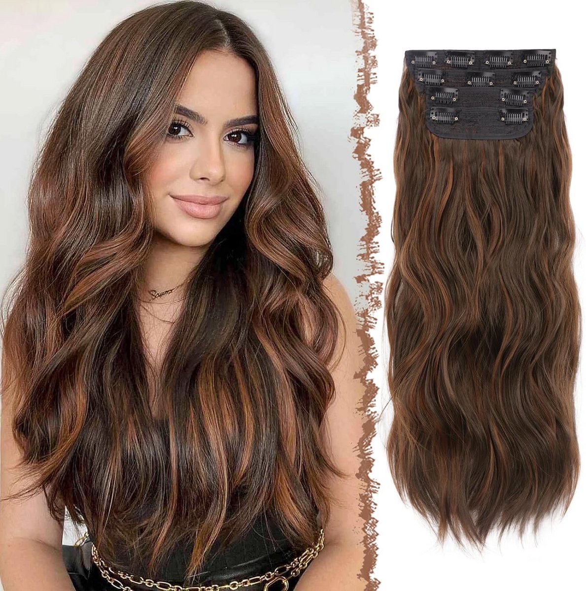 Lange Golvende Clip-In Haarextensions 50 cm - Direct Volume en Lengte - 4 Delige Set