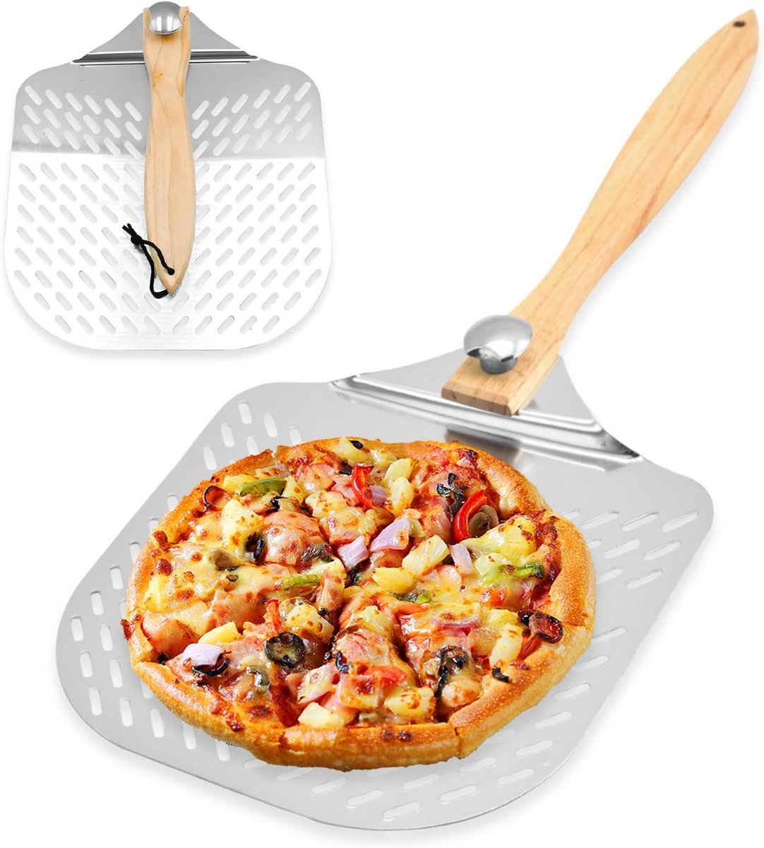 Grote Aluminium Pizzaschep met Afneembare Handgreep