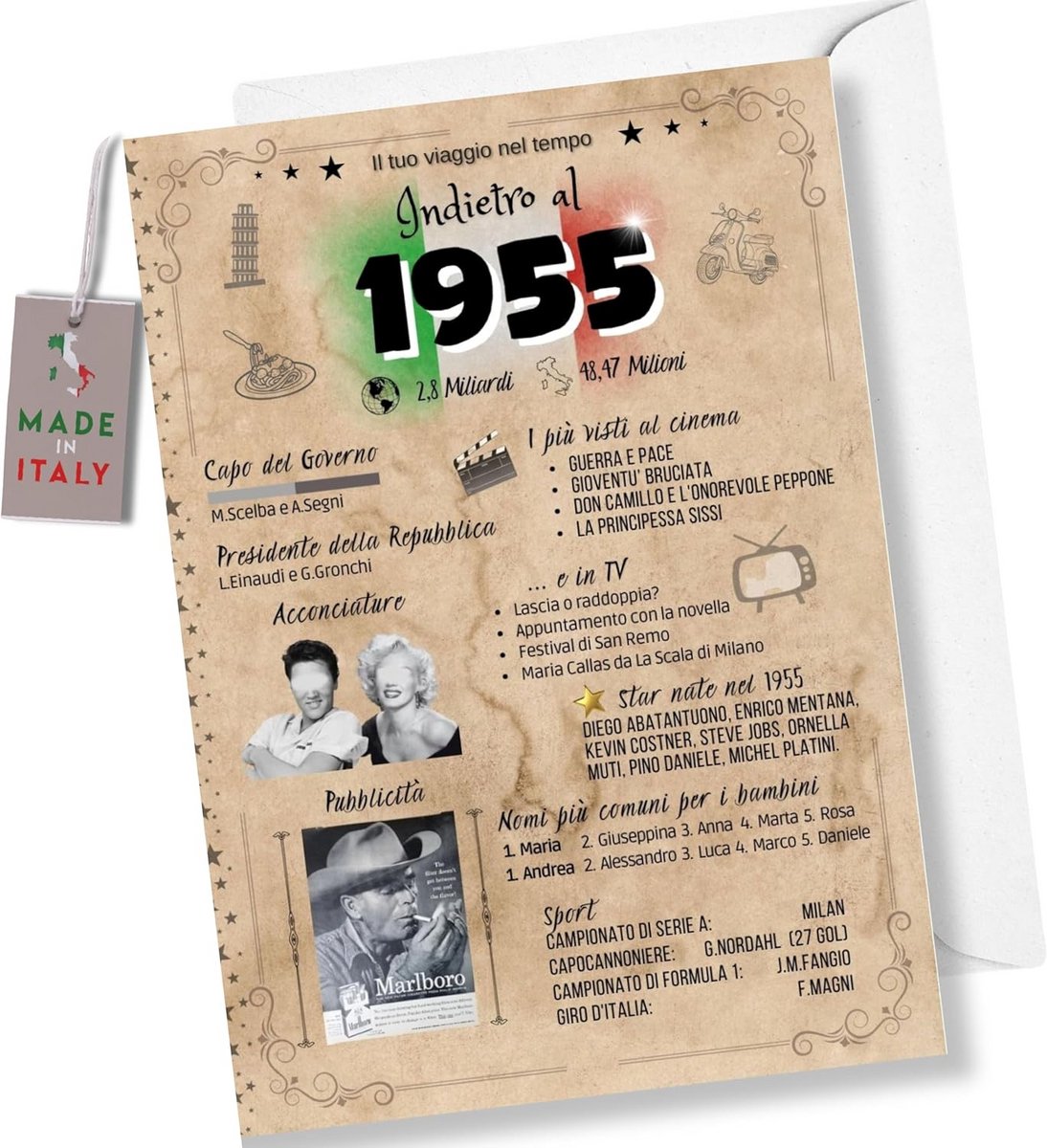 Verjaardagskaart 70 Jaar of Jubileum voor Mannen en Vrouwen - Groot Formaat