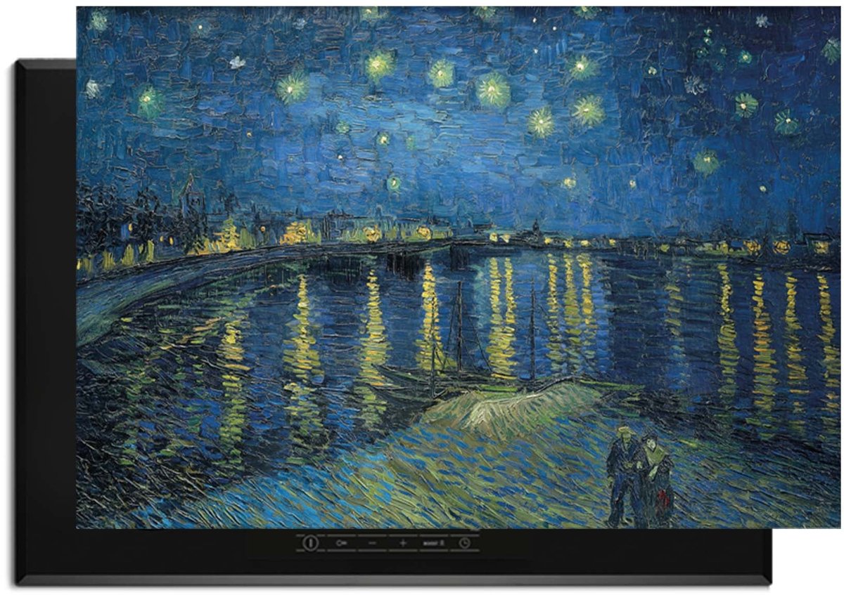 KitchenArt - Sterrennacht boven de Rhône – Inductie Beschermer - 77x51 cm - Kookplaat Beschermer - Luxe Afdekplaat Inductieplaat - Anti-slip & Oprolbaar - Beschermmat Inductiekookplaat