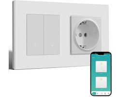 Slimme Zigbee Wandcontactdoos met Tweevoudig Stopcontact en Steekklem