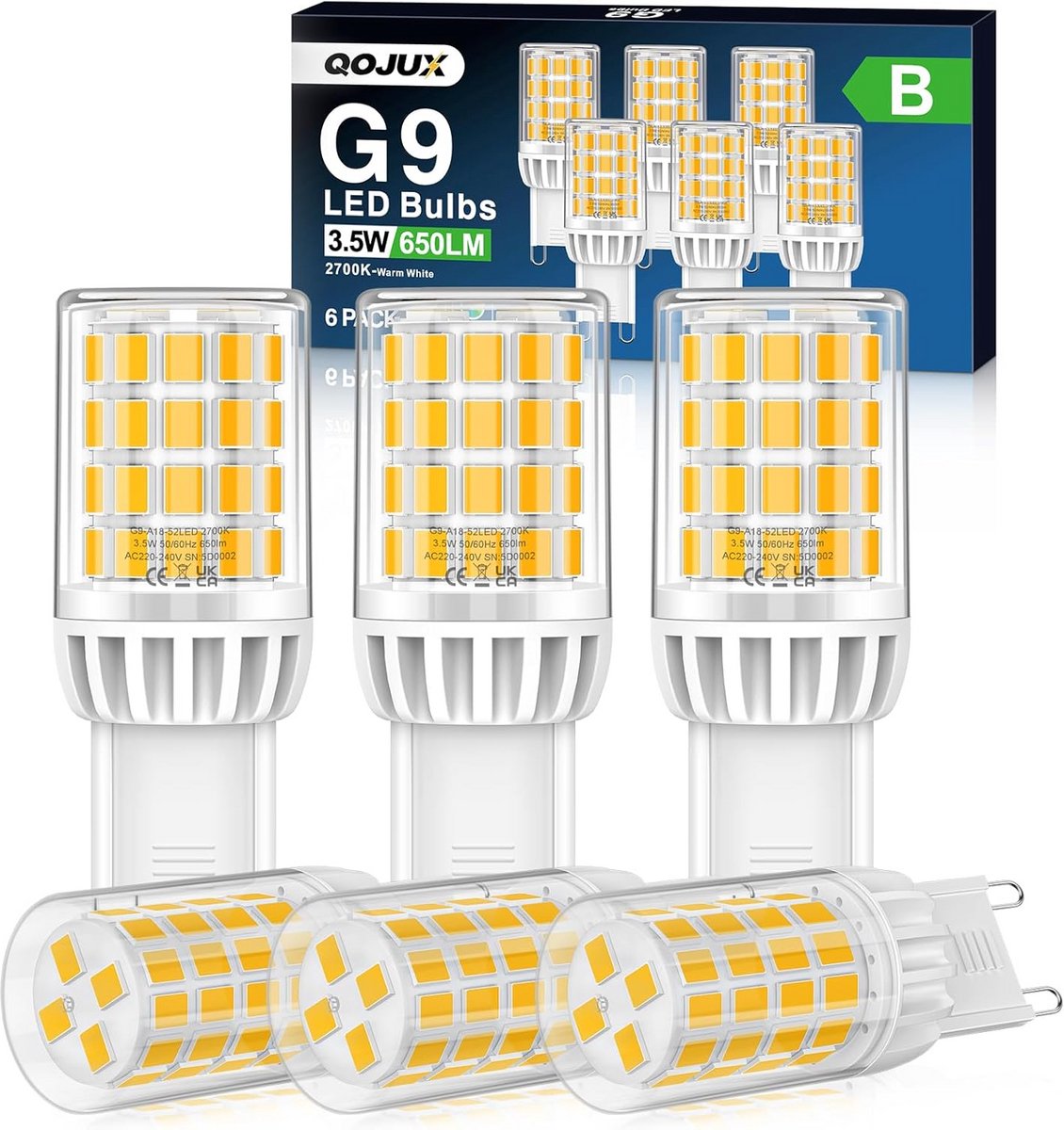 Set van 6 G9 LED Lampen 3,5W Warm Wit 650LM Vervanger 50W Halogeen Niet Dimbaar