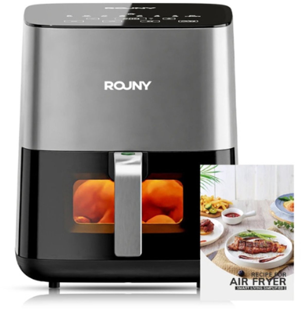 LabelOne Friteuse - Airfryer - Heteluchtfriteuse - 5 liter - temperatuur tot 200°C - touchscreen - kijkvenster - antiaanbaklaag