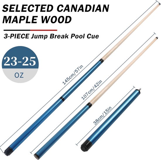3-Delige Keu voor Poolbiljart: Jump en Break Stootkeu voor Krachtige Opening van Merkloos — afbeelding 4