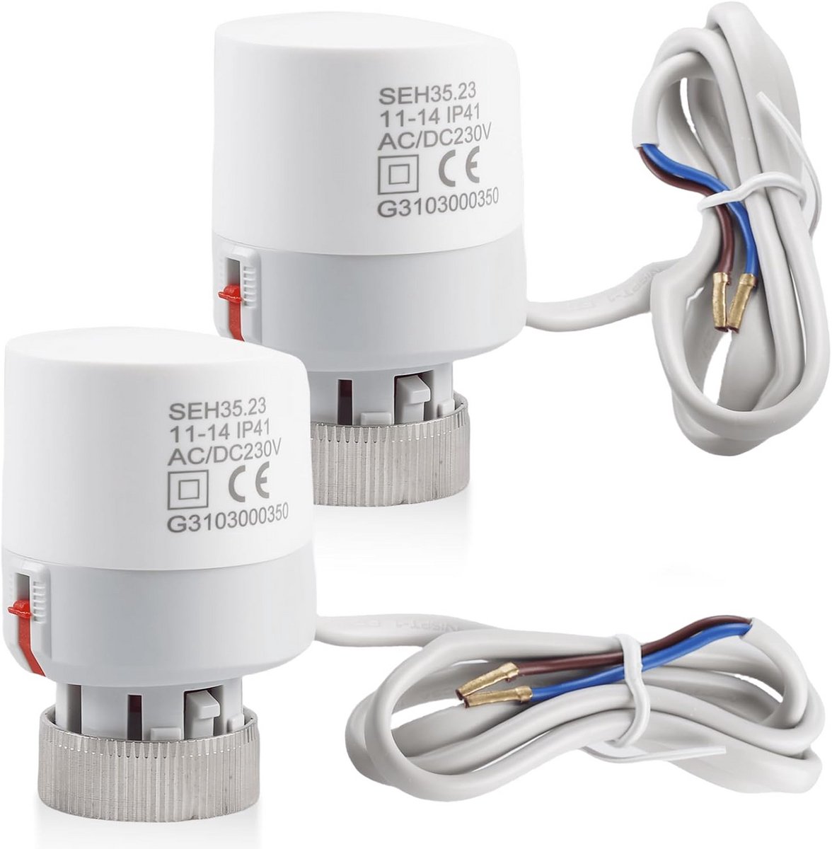 2x Elektrische Thermo-Aandrijving voor Thermostatisch Radiatorventiel AC 230V Normaal Gesloten