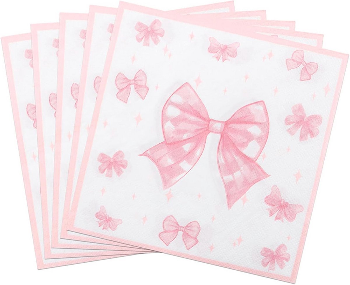 20 Witte Stoffen Servetten met Decoratieve Strik - Tafeldecoratie
