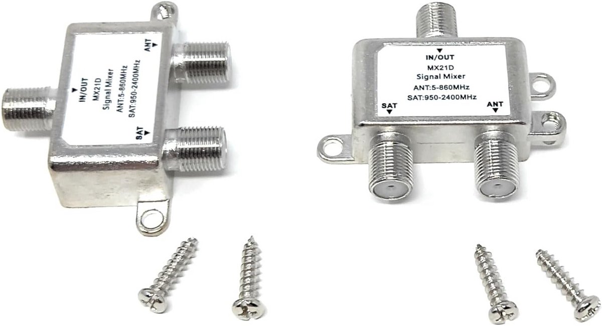 2-Weg TV/SAT Satelliet Signaal Splitter Adapter voor Combineren en Splitsen