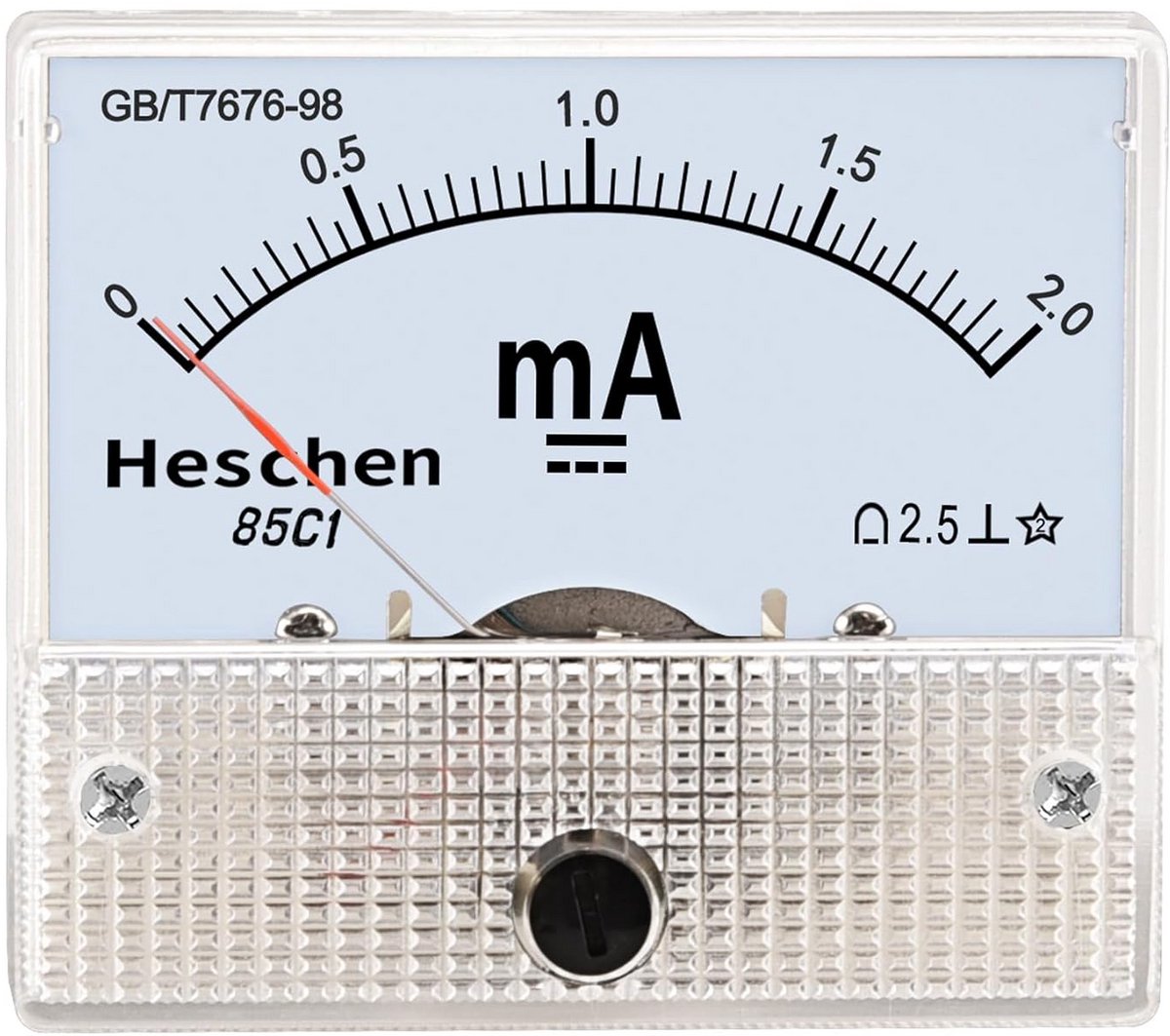 Heschen 85C1-2mA Rechthoek Paneel Gemonteerd Huidige Meter Ammeter Tester DC 0-2.0 mA Klasse 2.5 Wit