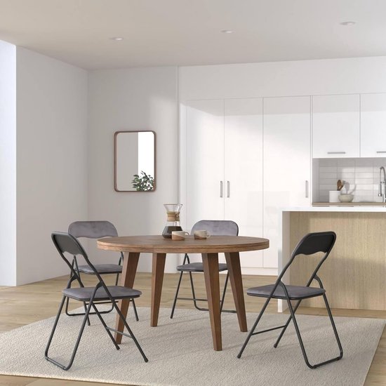Set van 4 opvouwbare stoelen met grijze fluwelen bekleding | bol