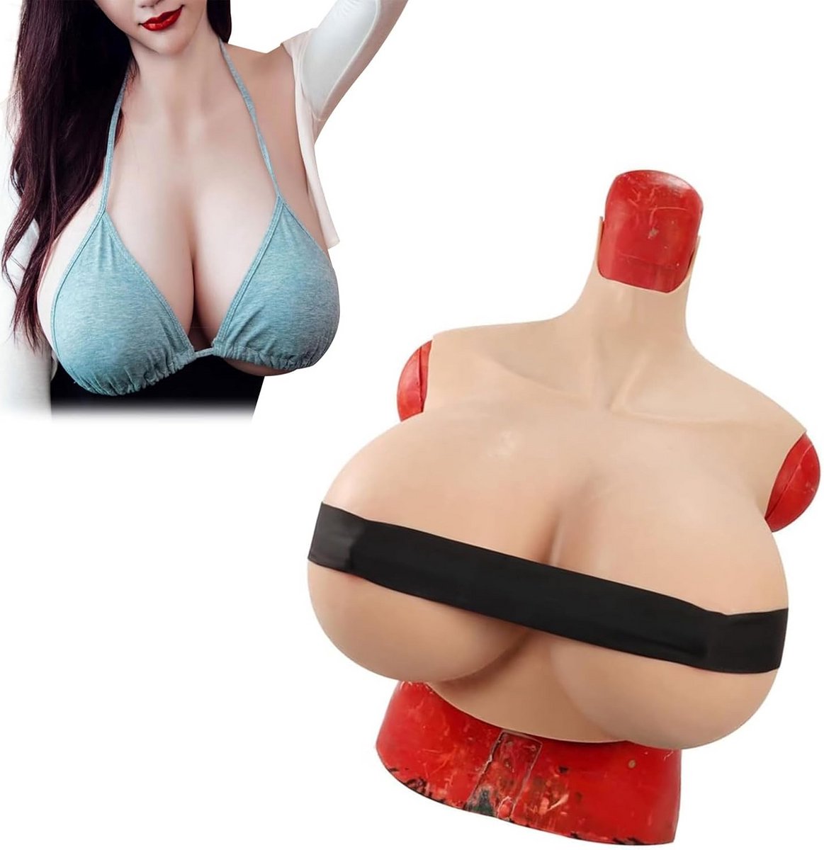 Realistische Siliconen Borstplaat Hoge Kraag Nep Borsten Z Cup voor Crossdressers