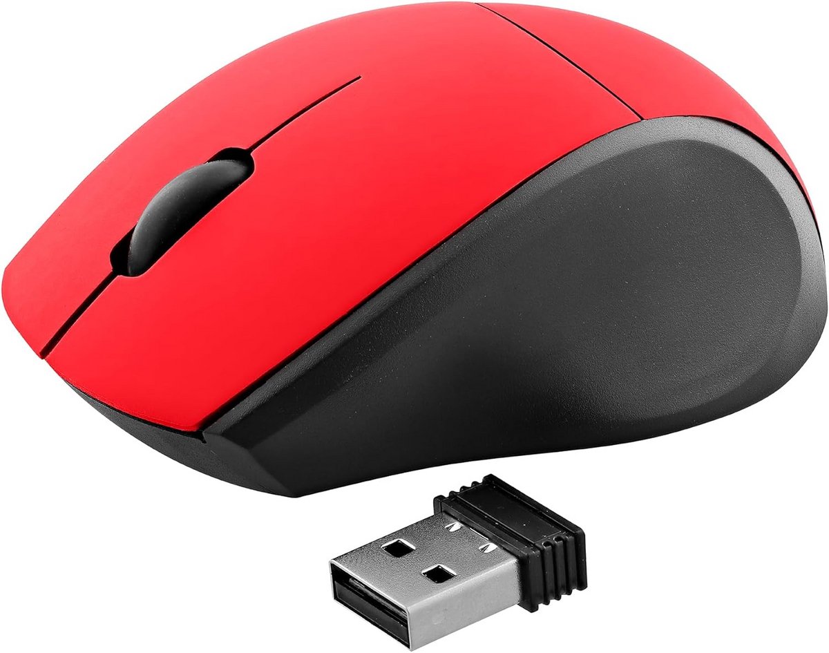 Draadloze Optische Muis Rood - Compact USB - 1000 DPI