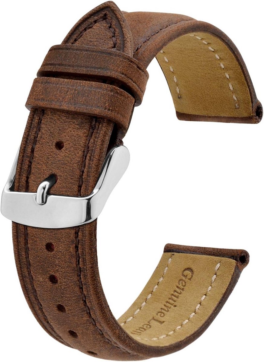 Vintage Leren Horlogeband - Diverse Maten 14mm tot 24mm - Snel Verwisselbaar