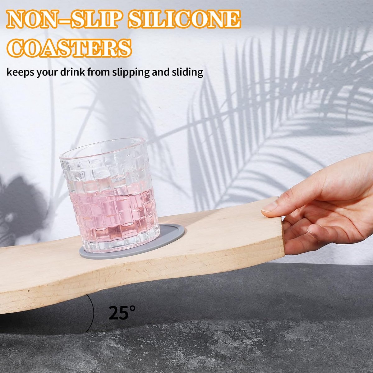 Set van 4 Siliconen Onderzetters voor Drankjes, Zwart, Antislip