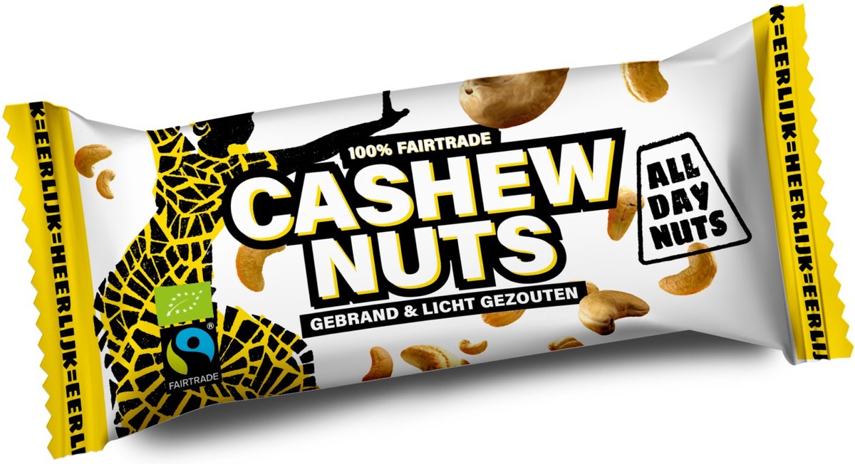 All Day Nuts – Brievenbuspakket – 12 x Cashew Nuts – Licht gezouten – 12 x 35 Gram 100% fair trade | Gezond | Verse cashewnoten | Eiwitrijk | Sport | Thuis wachten niet nodig (CN 35 12)