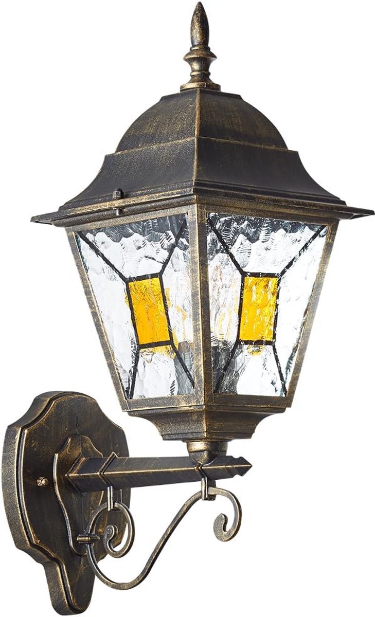 Zwarte Goudkleurige Buiten Wandlamp IP44 voor E27 Lamp