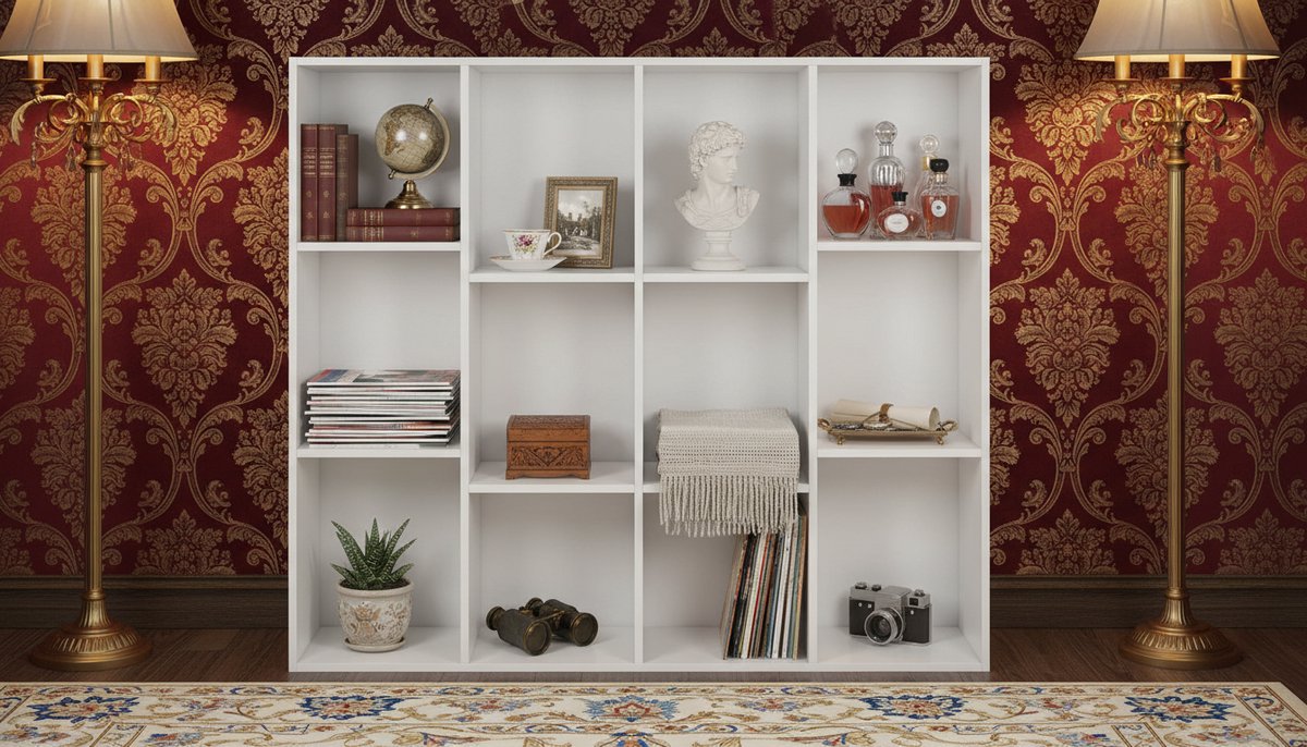 Boekenkast – House&Garden Nordic Cube Pro 7-Vaks Open Vakkenkast – Wit – FSC® Gecertificeerd – 50 x 24 x 106 cm – Moderne Smalle Opbergkast voor Woonkamer, Slaapkamer, Kantoor & Studeerkamer