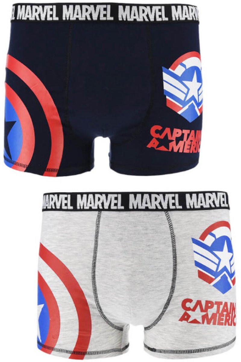 Avengers Boxershorts voor heren - 2 stuks - Marvel - Captain America - Maat S - Zwart/grijs