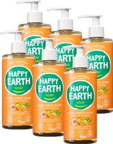 Happy Earth Handzeep Rose Petitgrain - 100% Natuurlijk - Microplasticvrij - Voordeelverpakking - 6 x 300 ml