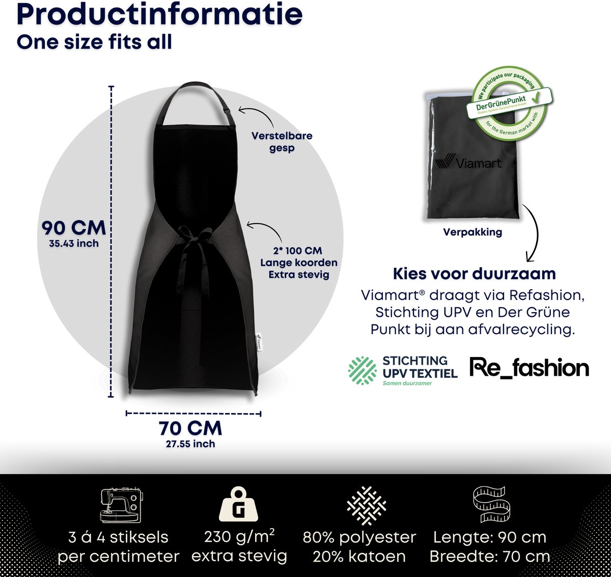 Viamart Viamart Premium Line Keukenschort - afbeelding 4