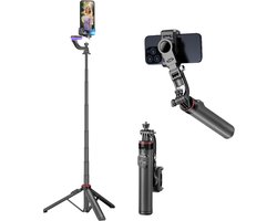 Casemania AI Gimbal Tripod met Face Tracking - Extra Lang Anti Shake Volgstatief Stabilisor - 360° Draaibaar AI Camera en Telefoon Statief met Bluetooth Afstandsbediening TikTok Vlog Oplaadbaar Stabilizer