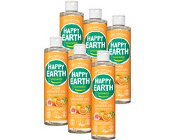 Happy Earth Douchegel Rose Petitgrain - 100% Natuurlijk - - 6 x 300 ml