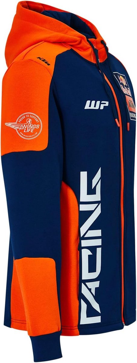 Heren Hoodie Met Ritssluiting - Race Team Design - Blauw/Oranje — afbeelding 4