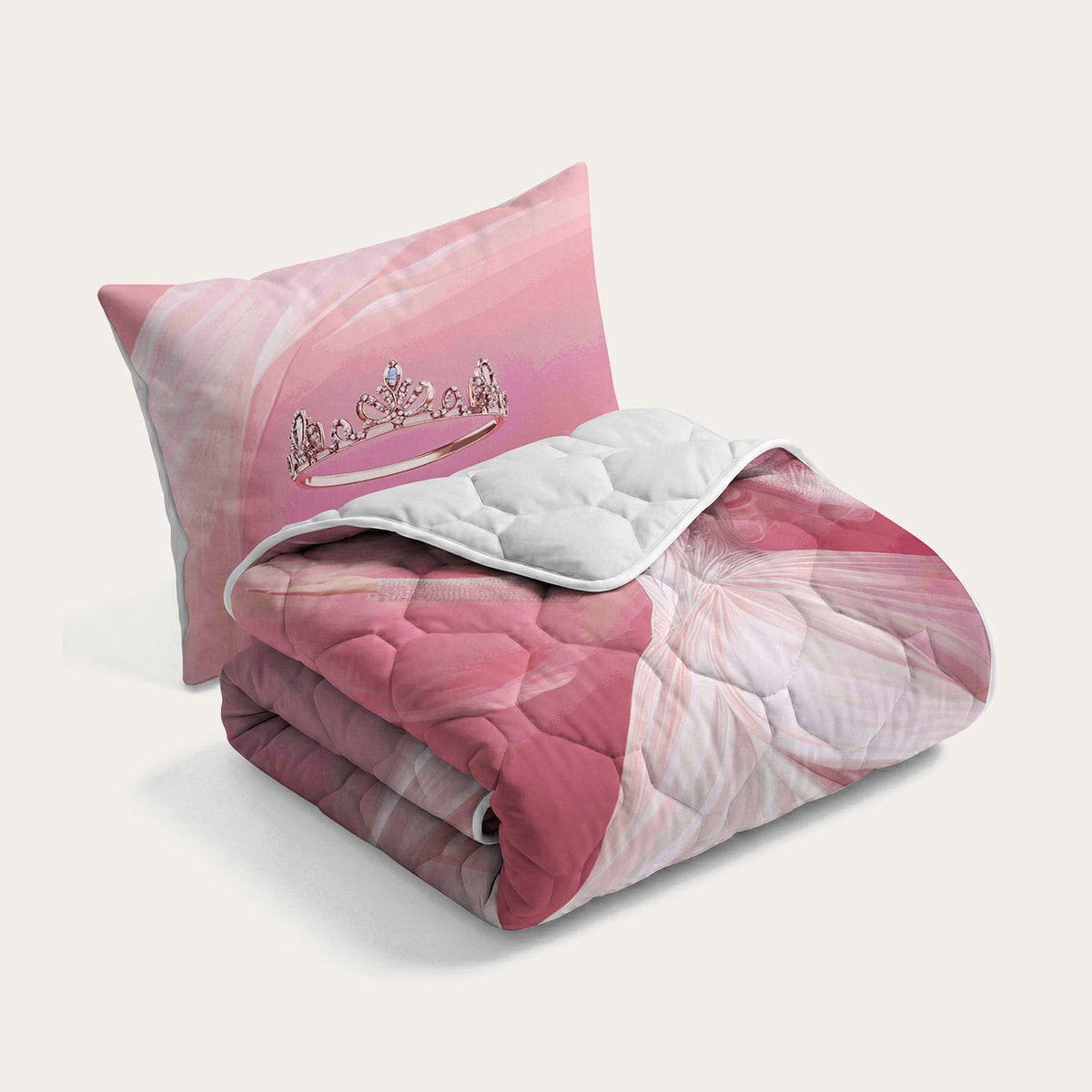HappyBed Kinderdekbed 140x200 - Wasbaar dekbed zonder overtrek - Bedrukt dekbed zonder hoes - Gekleurd 2-in-1 dekbed - Dekbed met print - Hoesloos dekbed - Princes