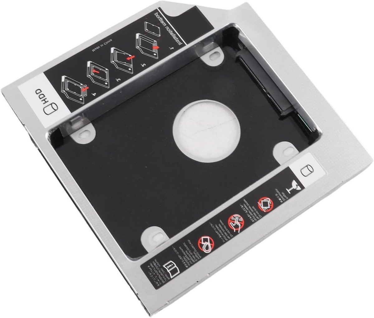 Harde schijf behuizing 12.7mm SATA HDD SSD adapter - Zwart aluminium - Laptop accessoire