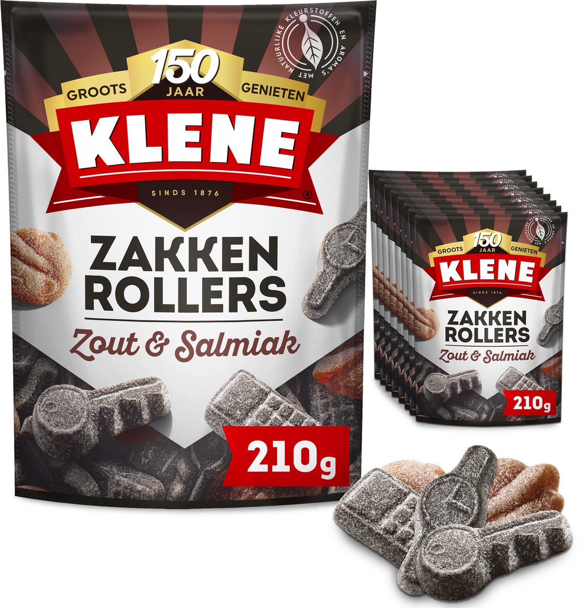 Klene Zakkenrollers - Drop - Zout & Salmiak - 8x210g