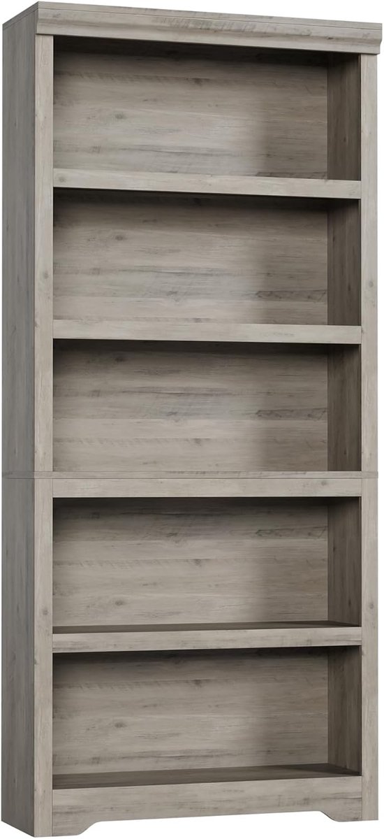 Boekenkast - 5-delige boekenkast - 69 inch hoge boekenkast in boerderijstijl - met verstelbare planken, open opbergrek met antislipontwerp - 175 × 80 × 30 cm - grijs