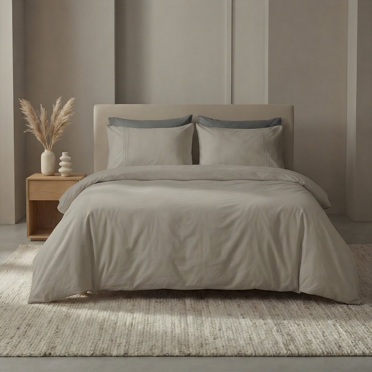 Trio - Dekbedovertrek set - Egyptisch Perkal Katoen - 200 TC - 160x200/220 cm + kussensloop - Taupe