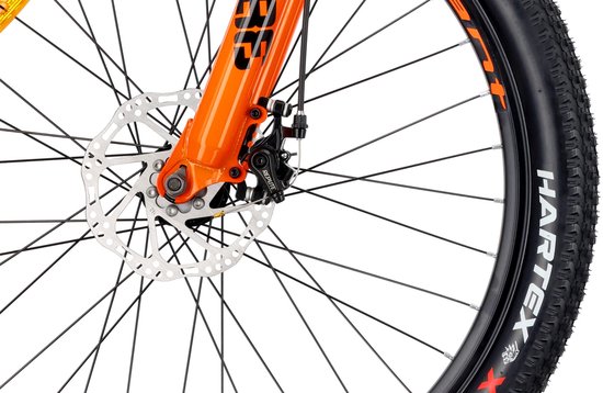 VERDANT CALIX Mountainbike 26", MTB-fiets voor dames en heren, fiets 6 inch - vering, schijfremmen, 7 versnellingen - Wit-Blauw-Oranje van Verdant — afbeelding 3