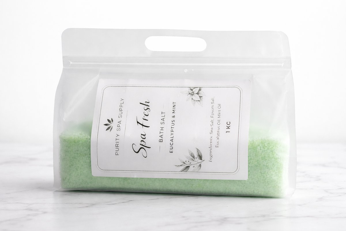 Badzout, Purity Spa Supply, Eucalyptus & Mint (incl. bamboelepel)