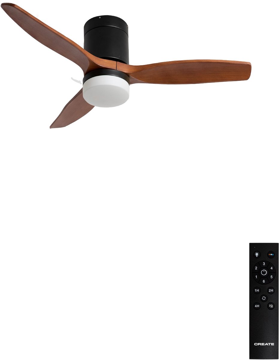 CREATE - Stille 40W plafondventilator met technische ABS bladen in verschillende maten - S - Met licht - Afstandsbediening - WIND CALM
