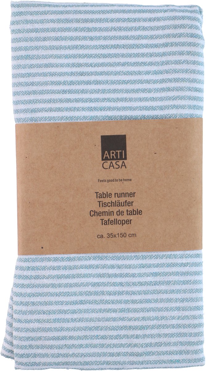Arti Casa Tafelloper 35x150 cm - Tafelloper Blauw Gestreept - Tafelloper voor Eettafel - Langwerpige Tafel Decoratie - Blauw en Wit